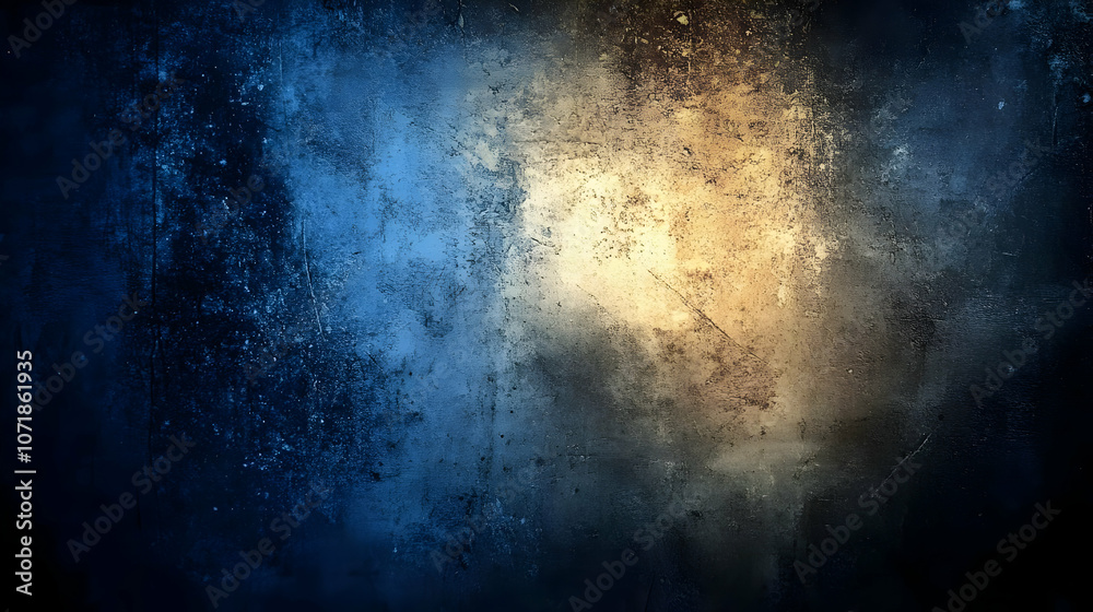 Obraz premium Abstract Grunge Texture with Blue and Golden Hues Illuminated Background