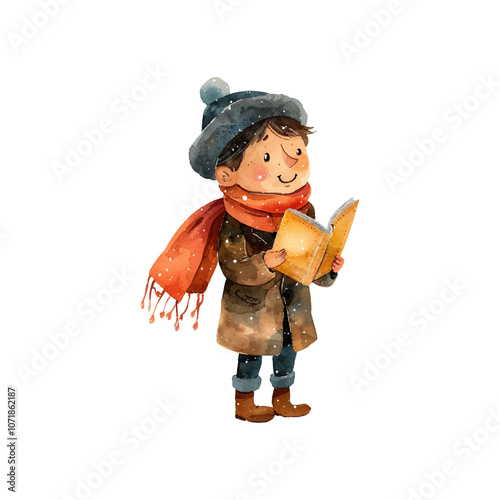 caroler vector illustration in watercolor style