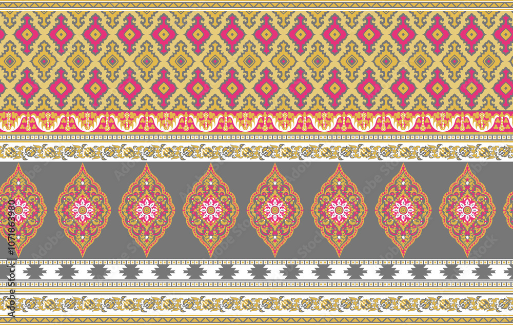 seamless beautiful wallpaper cards border design floral leaf vintage ornament Victorian geometric ethnic print paisley