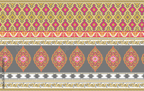 Obraz na płótnie seamless beautiful wallpaper cards border design floral leaf vintage ornament Victorian geometric ethnic print paisley w salonie