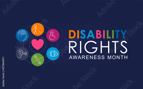 Vector illustration on the theme of Disability rights awareness months observed each year from November 3rd to December 3rd. Disability Rights awareness month design poster, banner, background 