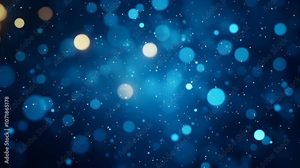Abstract Blue Bokeh Background with Scattered Light and White Dots Abstract Blue Bokeh Background with Scattered Light and White Dots