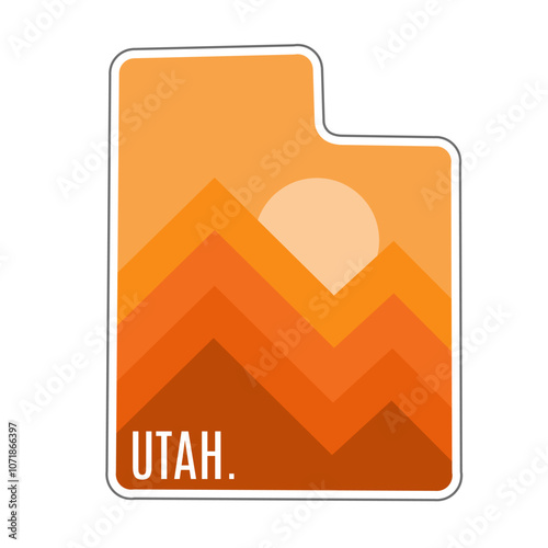Utah Sunset Minimalist Mountain Illustration for Sticker, Apparel, etc