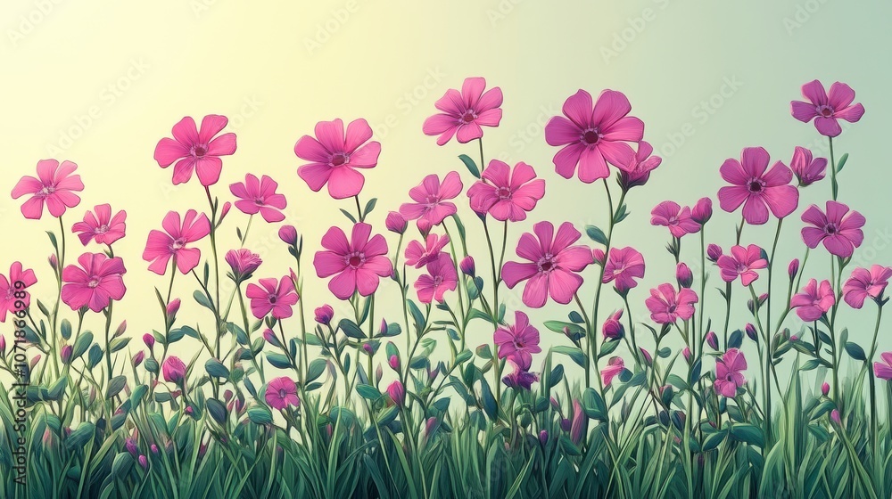 Obraz premium field of pink tulips