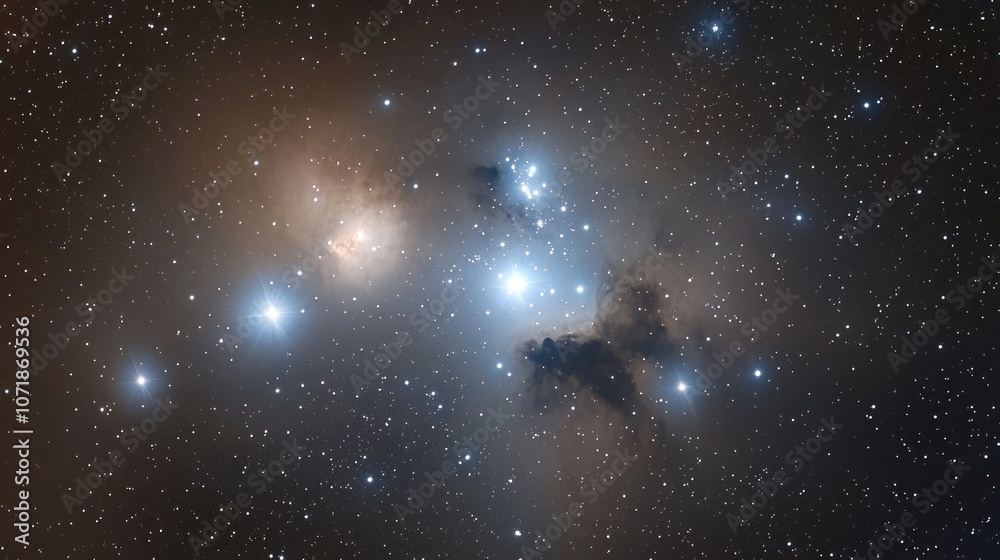 Fototapeta premium A stunning view of a nebula filled with stars and cosmic dust in deep space.