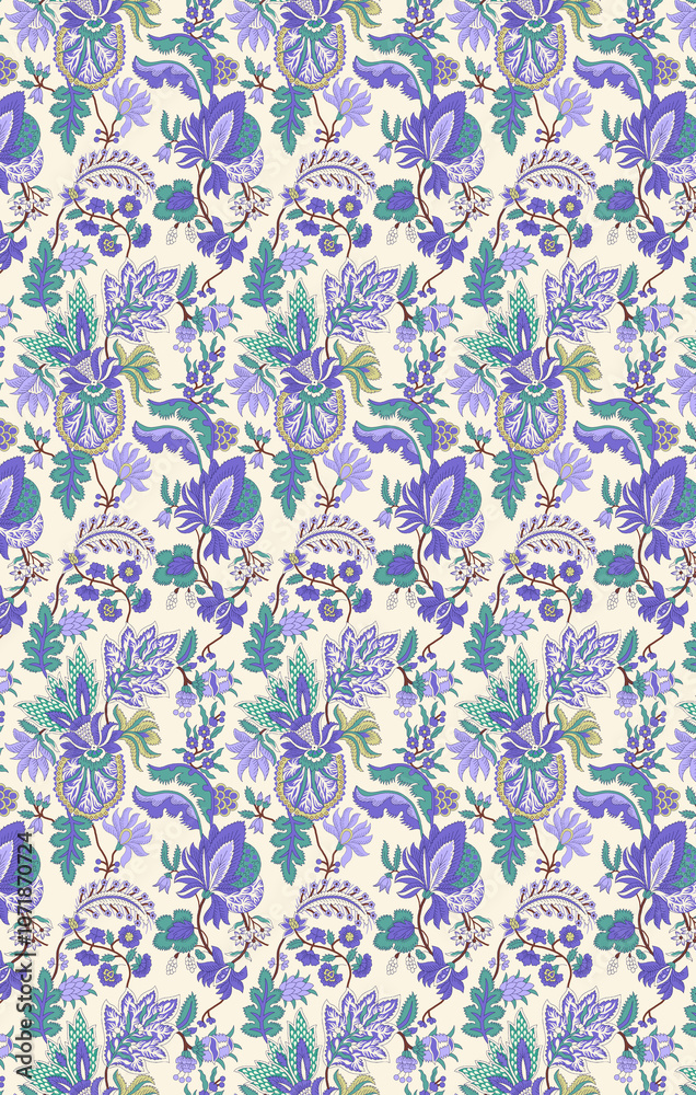 seamless beautiful wallpaper cards all over design floral leaf vintage ornament Victorian ethnic geometric print paisley