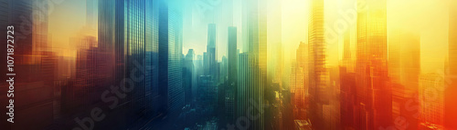 Abstract Cityscape with a Colorful Blurred Background