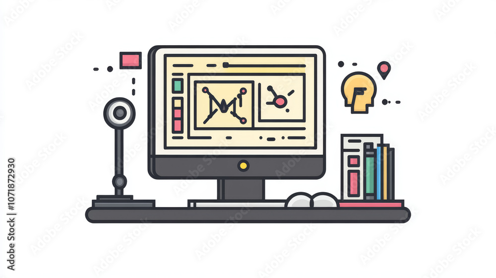 Obraz premium This icon represents data science, a field that uses computers to analyze large amounts of information. It's used in areas like artificial intelligence, big data, and machine learning.