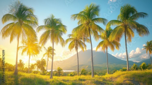 Mountain palms basking in sunlight.