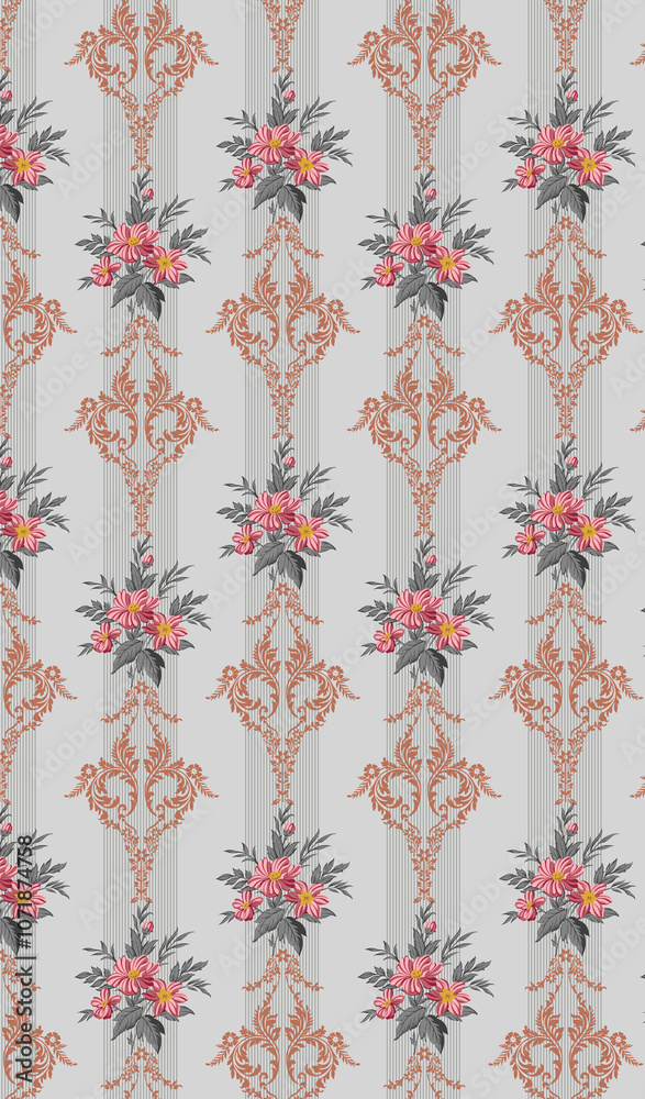 seamless beautiful wallpaper cards all over design floral leaf vintage ornament Victorian ethnic geometric print paisley