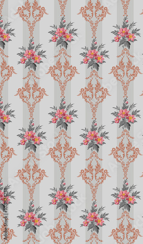 Obraz na płótnie seamless beautiful wallpaper cards all over design floral leaf vintage ornament Victorian ethnic geometric print paisley w salonie