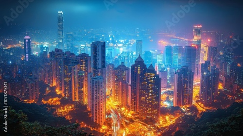 Wallpaper Mural Vibrant city skyline at night. Torontodigital.ca