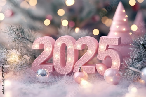 Pink Glittering 2025 New Ye...