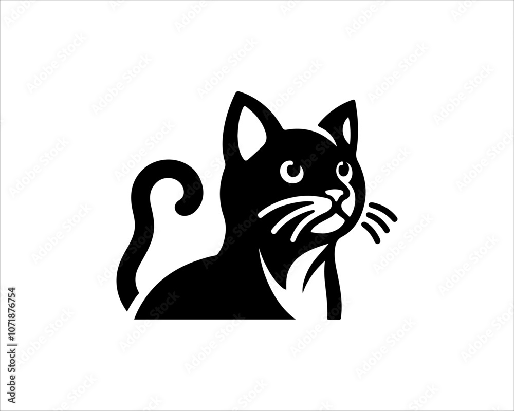 Obraz premium Cat logo design icon symbol vector template. Silhouette cat