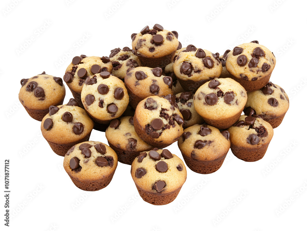 a group of muffins with chocolate chips a group of muffins with chocolate chips