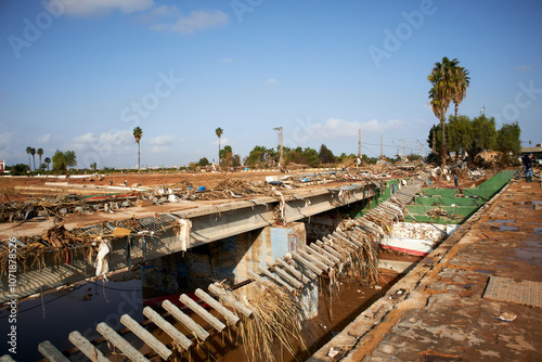Train tracks destroyed after the floods caused by the DANA of 2024 at Paiporta, Valencia, Spain