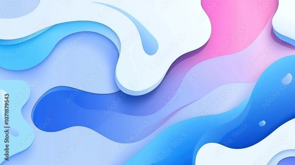 Naklejka premium Abstract design featuring flowing shapes in blue and pink hues, creating a modern aesthetic.