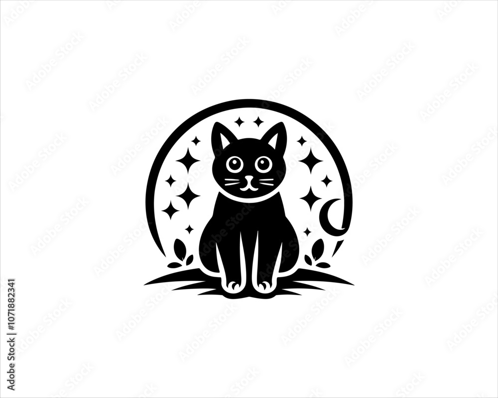 Fototapeta premium Cat logo vector. Silhouette simple. Flat style. Cartoon cat face. Logo design template. Cat logo vector. Silhouette simple. Flat style. Animal logotype concept. 