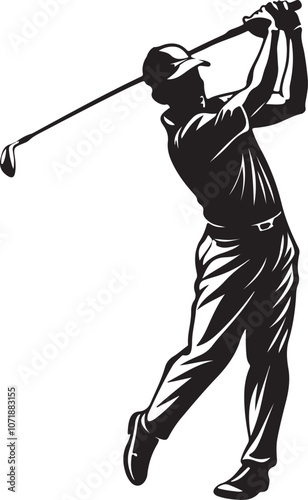 golfer swinging silhouette vector illustration