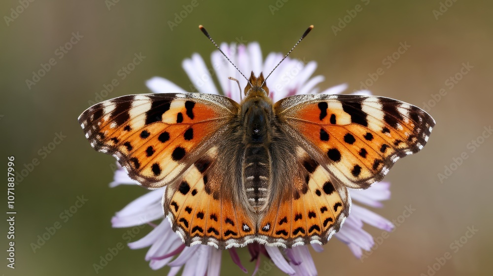 Obraz premium Stunning Close-Up of a Painted Lady Butterfly on a Flower
