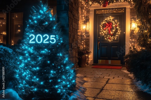 A Christmas Tree with Blue ...