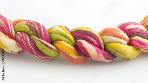 Wallpaper Mural Colorful Twisted Rope Made of Soft Material Displaying Vibrant Swirls of Pink, Green, Yellow, and White Perfect for Creative Craft Projects and Textile Design Torontodigital.ca