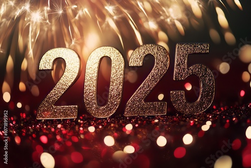 Golden 2025 Year Number wit...