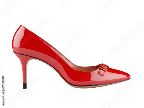 a red high heeled shoe photo