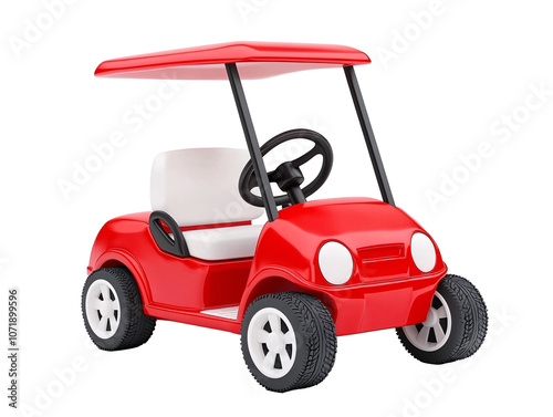 a red and white golf cart
