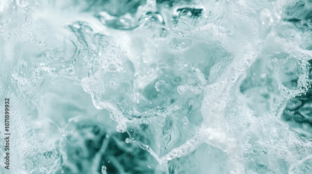 Naklejka premium A detailed and crisp capture of water in motion, showcasing the dynamic, fluid elegance of water, evoking feelings of purity, energy, and tranquility in nature.