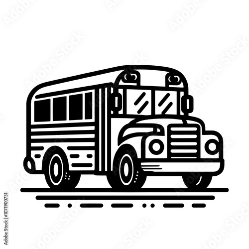 Simple Vector Icon of a school bus – Logo Design Illustration