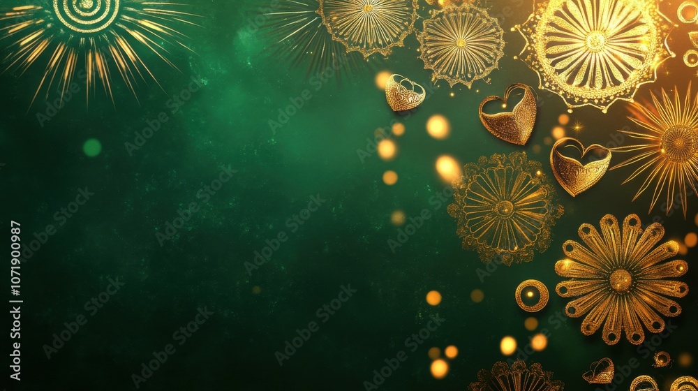 Obraz premium A vibrant arrangement of pine branches showcases colorful ornaments and sparkling snowflakes, creating a magical atmosphere for the holiday season, inviting joy and celebration.
