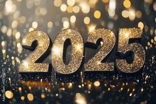 Glittery Gold 2025 New Year...