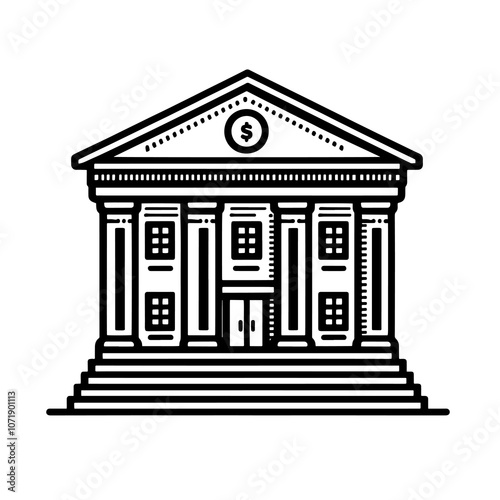 Simple Vector Icon of a bank building – Logo Design Illustration