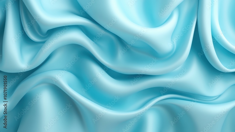 Obraz premium This image showcases a smooth flowing blue fabric with gentle curves and folds, providing a sense of elegance and feminine grace in a serene arrangement.