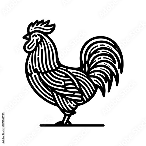 Simple Vector Icon of a Rooster – Logo Design Illustration