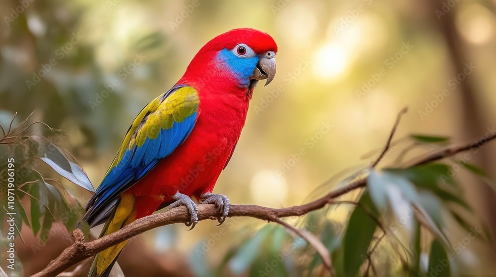 Obraz premium Colorful Macaw Parrot Amidst Green Foliage