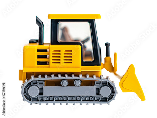 a yellow toy tractor with a bucket photo