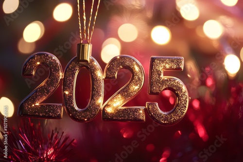 Golden 2025 Ornament with B...