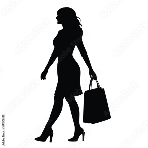 a modern shopping woman are walking with holding shopping bags on her hands