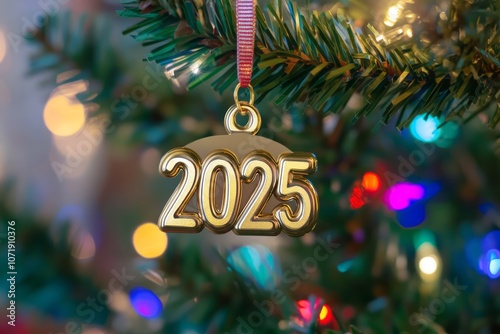 Golden 2025 Ornament Hangin...