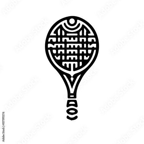 Simple Vector Icon of a Tennis Racket – Logo Design Illustration