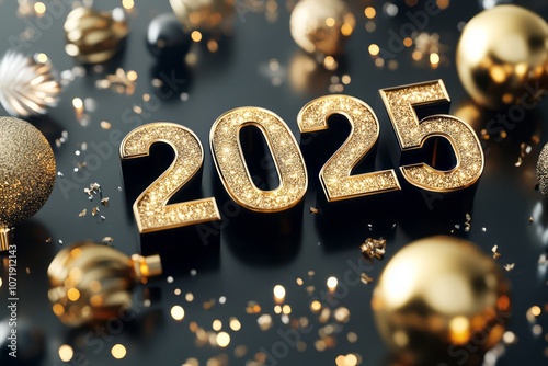 Glittery Gold 2025 Numerals...