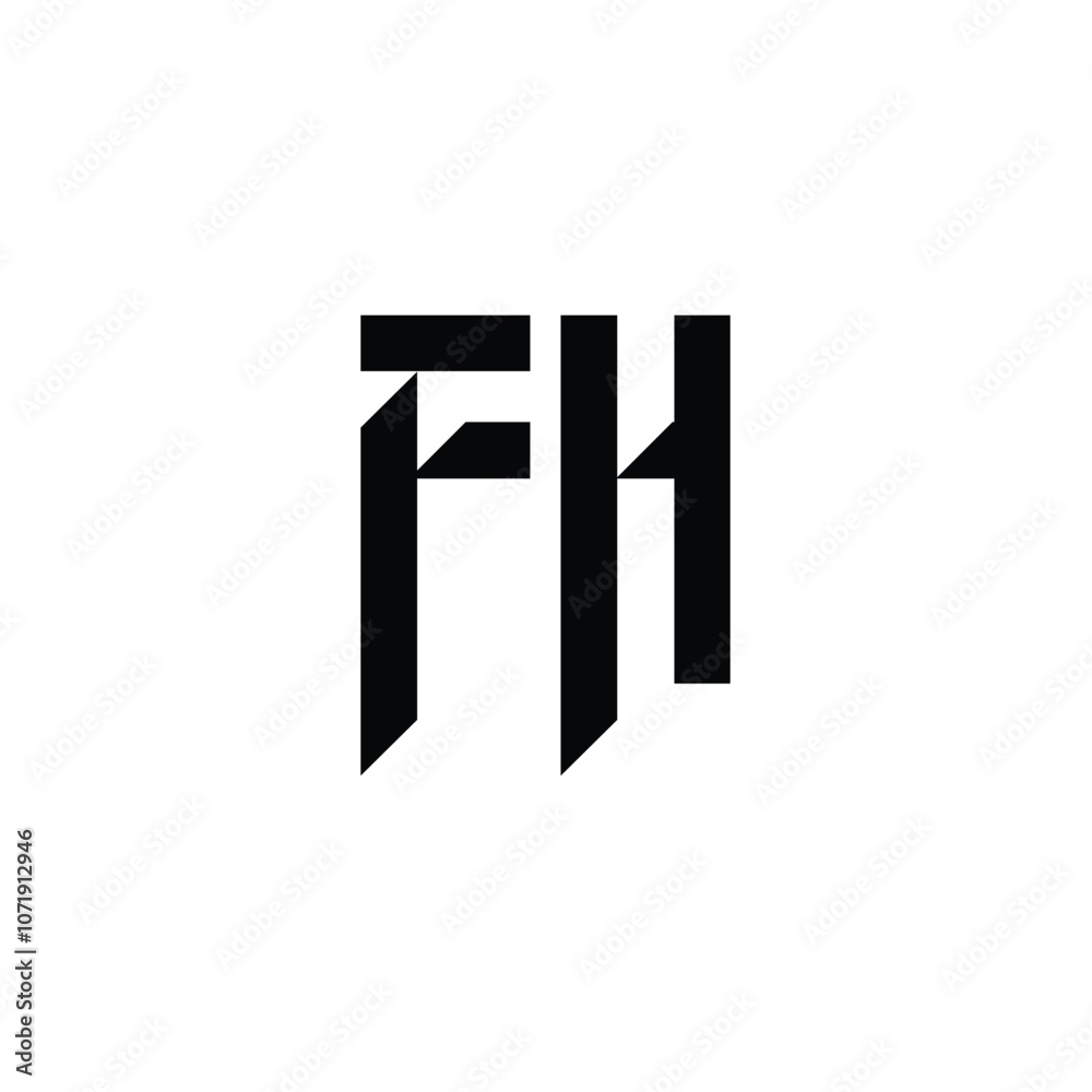 Obraz premium FH monogram logo design letter text name symbol monochrome logotype alphabet character simple logo