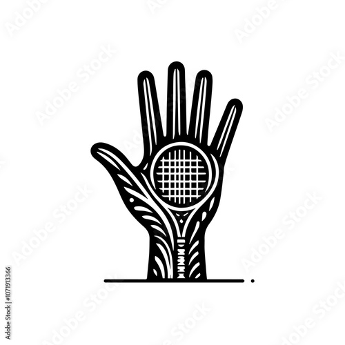 Simple Vector Icon of a Tennis High Five – Logo Design Illustration