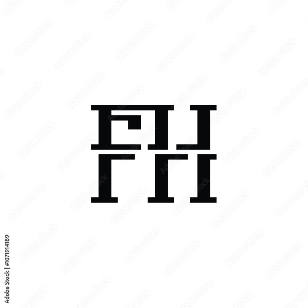 Obraz premium FH monogram logo design letter text name symbol monochrome logotype alphabet character simple logo