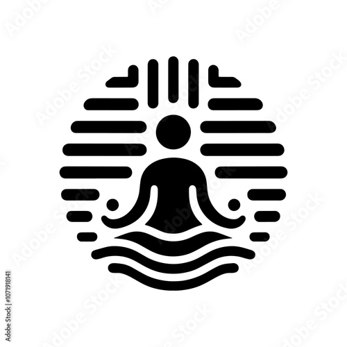 Simple Vector Icon of a yoga Music & Sound Healing – Logo Design Illustration