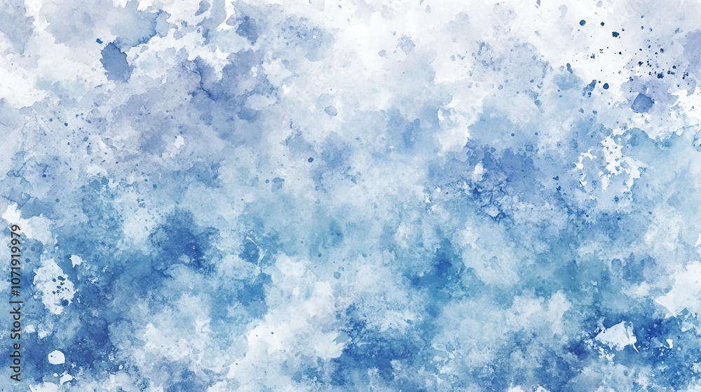 Fototapeta premium Abstract Blue Winter Texture in Watercolor