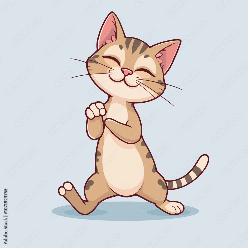 Obraz premium Playful yoga cat cartoon illustration.