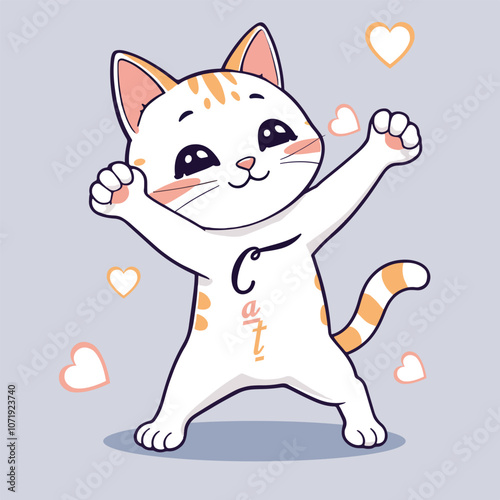 Playful yoga cat cartoon illustration.